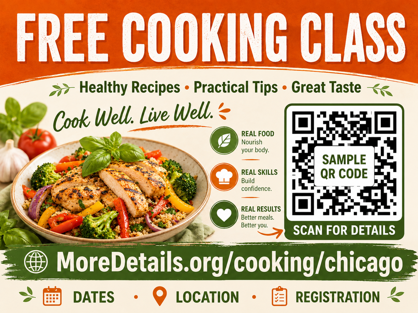 Reusable cooking class sample sign